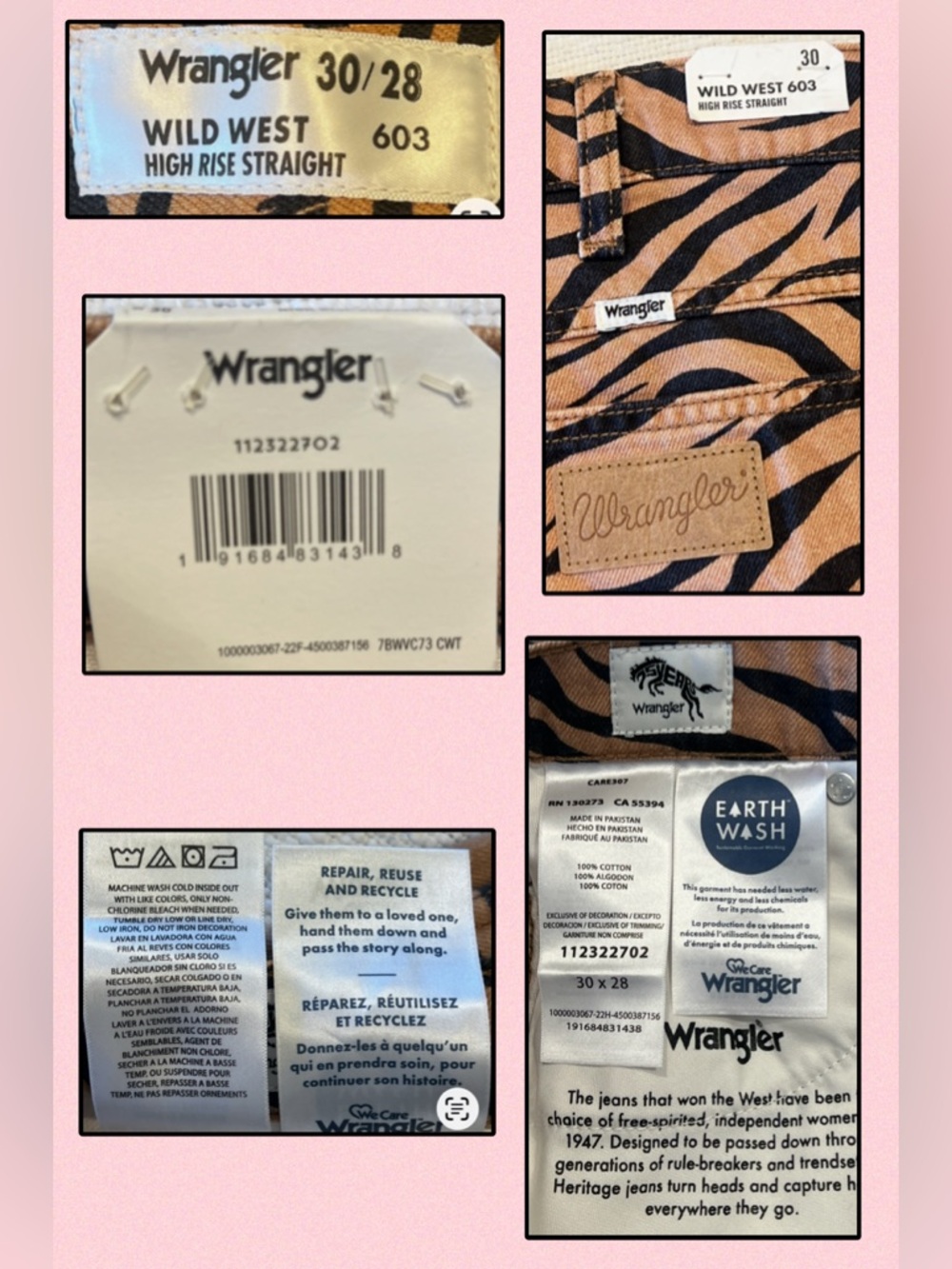 WRANGLER WOMEN'S HIGH RISE WILD WEST 🐅PURR PRINT JEANS 30x28 ANTHROPOLOGIE FP - Picture 14 of 15